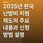 2025년 한국 난방비 지원 제도의 주요 내용과 신청 방법 설명