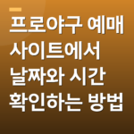 프로야구 예매 사이트에서 날짜와 시간 확인하는 방법