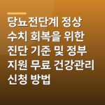당뇨전단계 정상 수치 회복을 위한 진단 기준 및 정부 지원 무료 건강관리 신청 방법