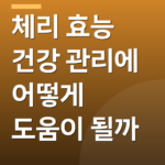 체리 효능 건강 관리에 어떻게 도움이 될까